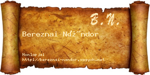 Bereznai Nándor névjegykártya